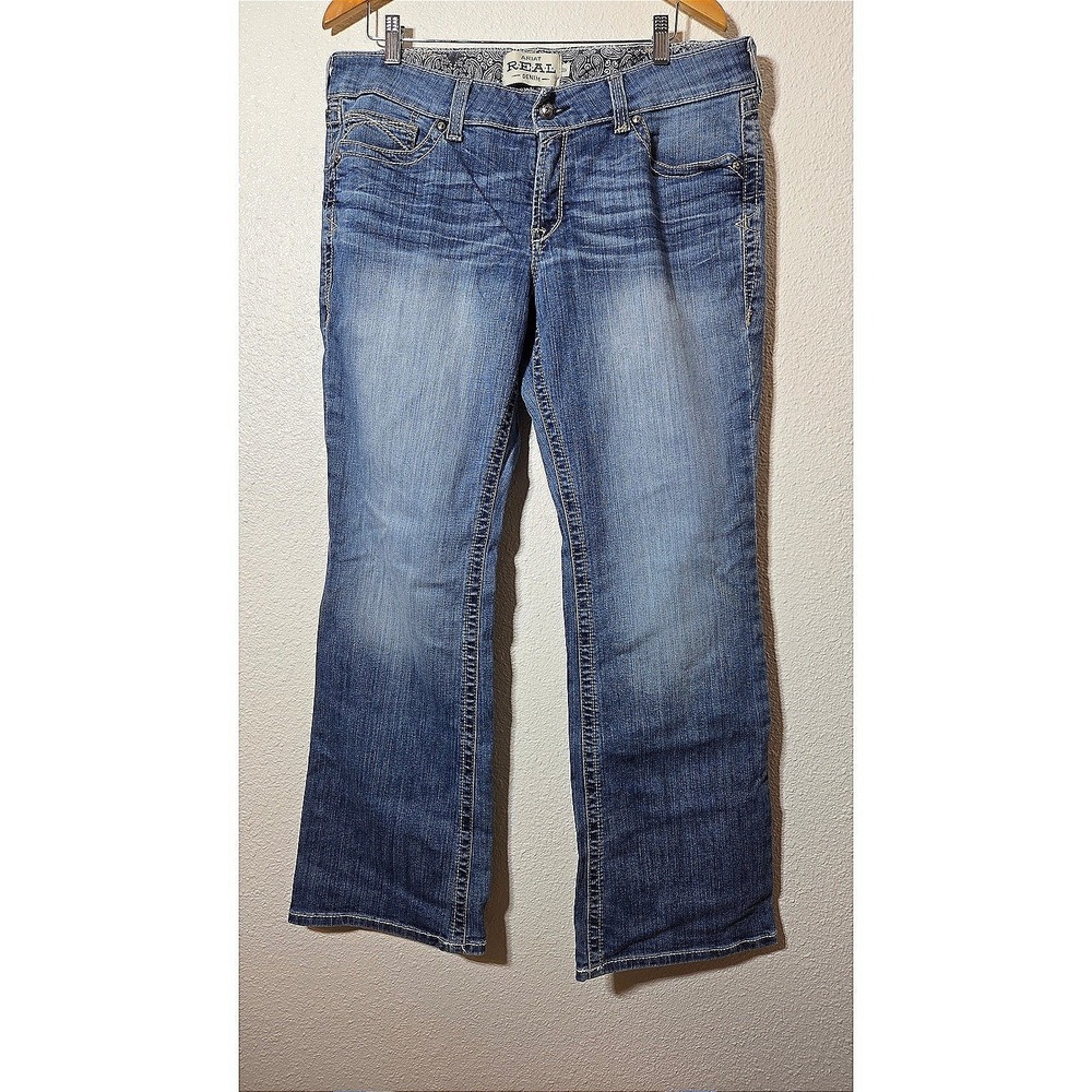 Ariat Jeans Women's 33R Blue REAL Denim Mid Rise Boot Cut Western Cowgirl Rodeo